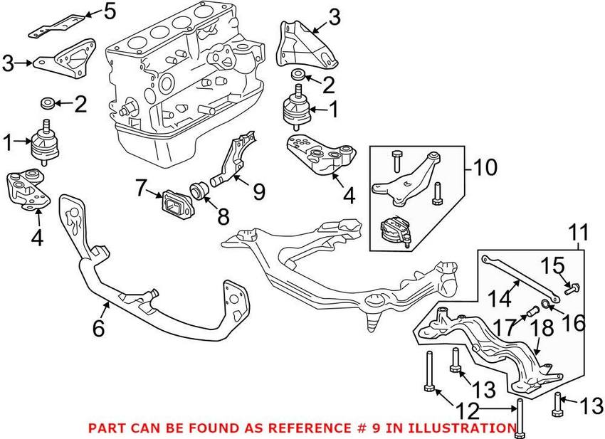 Audi Engine Mount Bracket 8E0199343J - Genuine VW/Audi